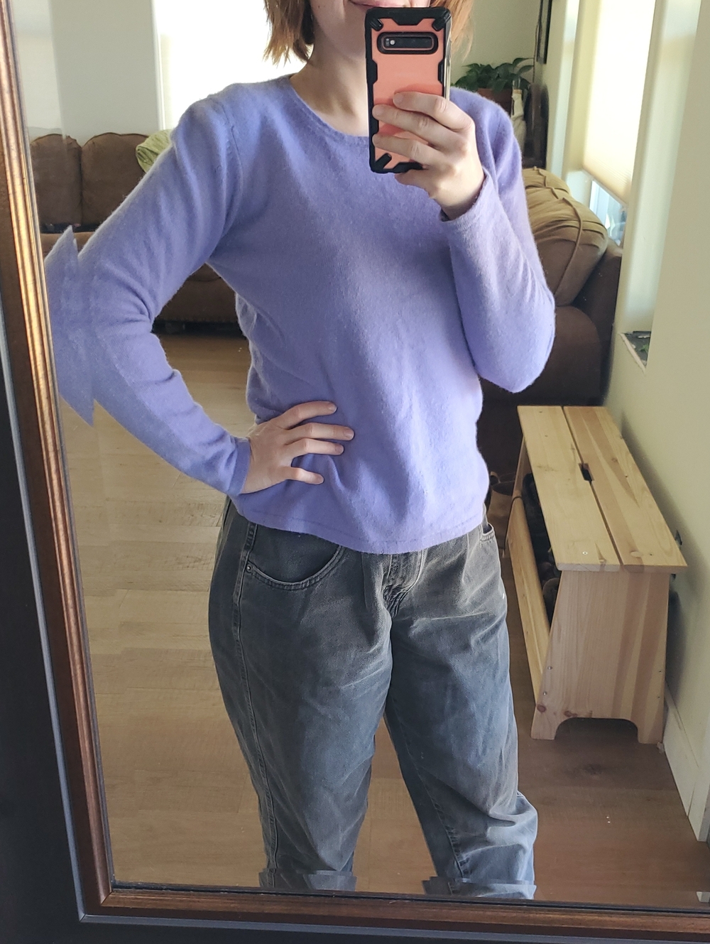 Lavender Crewneck Sweater, Cashmere